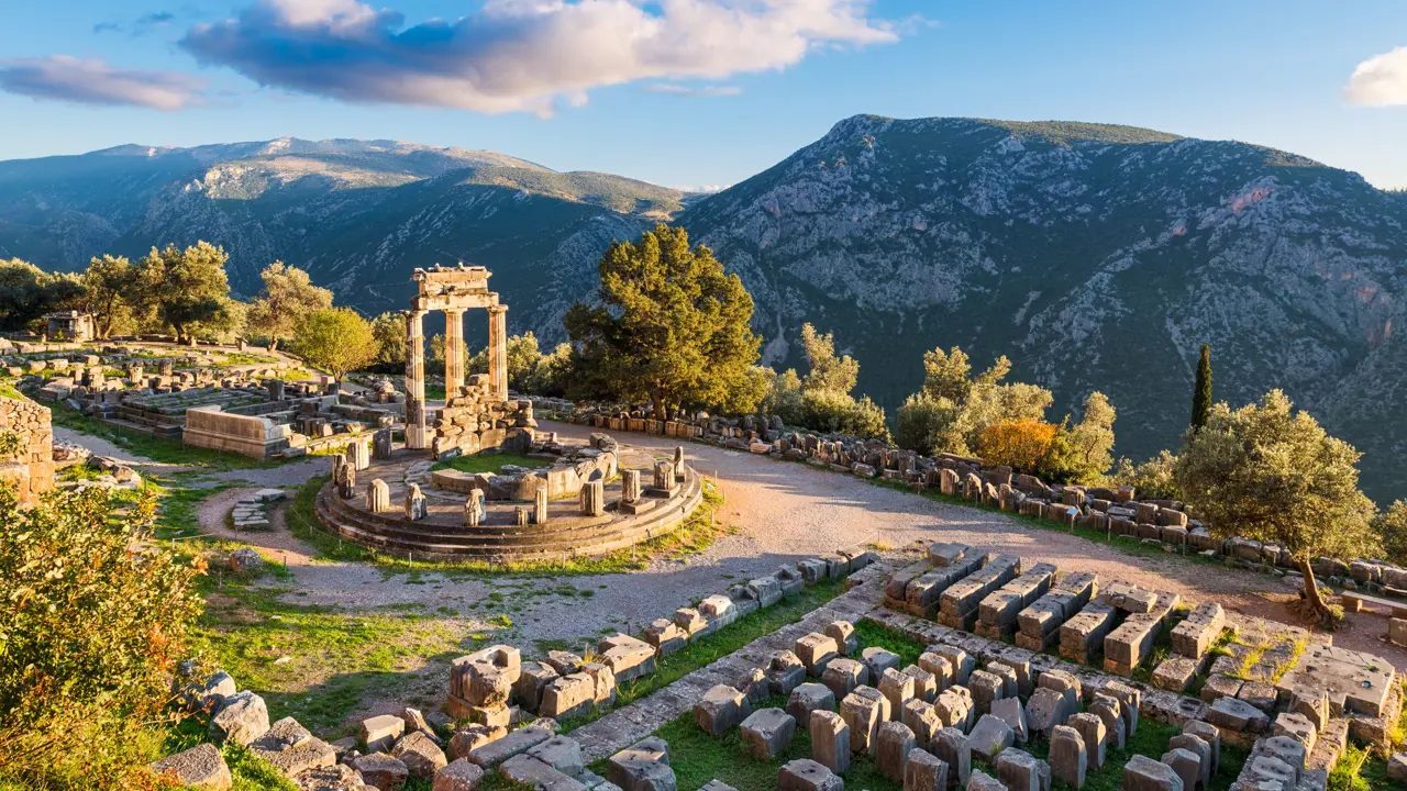 Ruins of the Temple of Athena Pronaia, Delphi, Greece