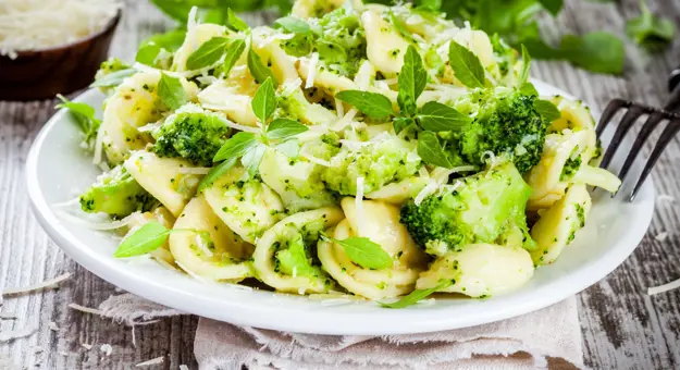 Plate of orecchiette pasta, Puglia, Italy