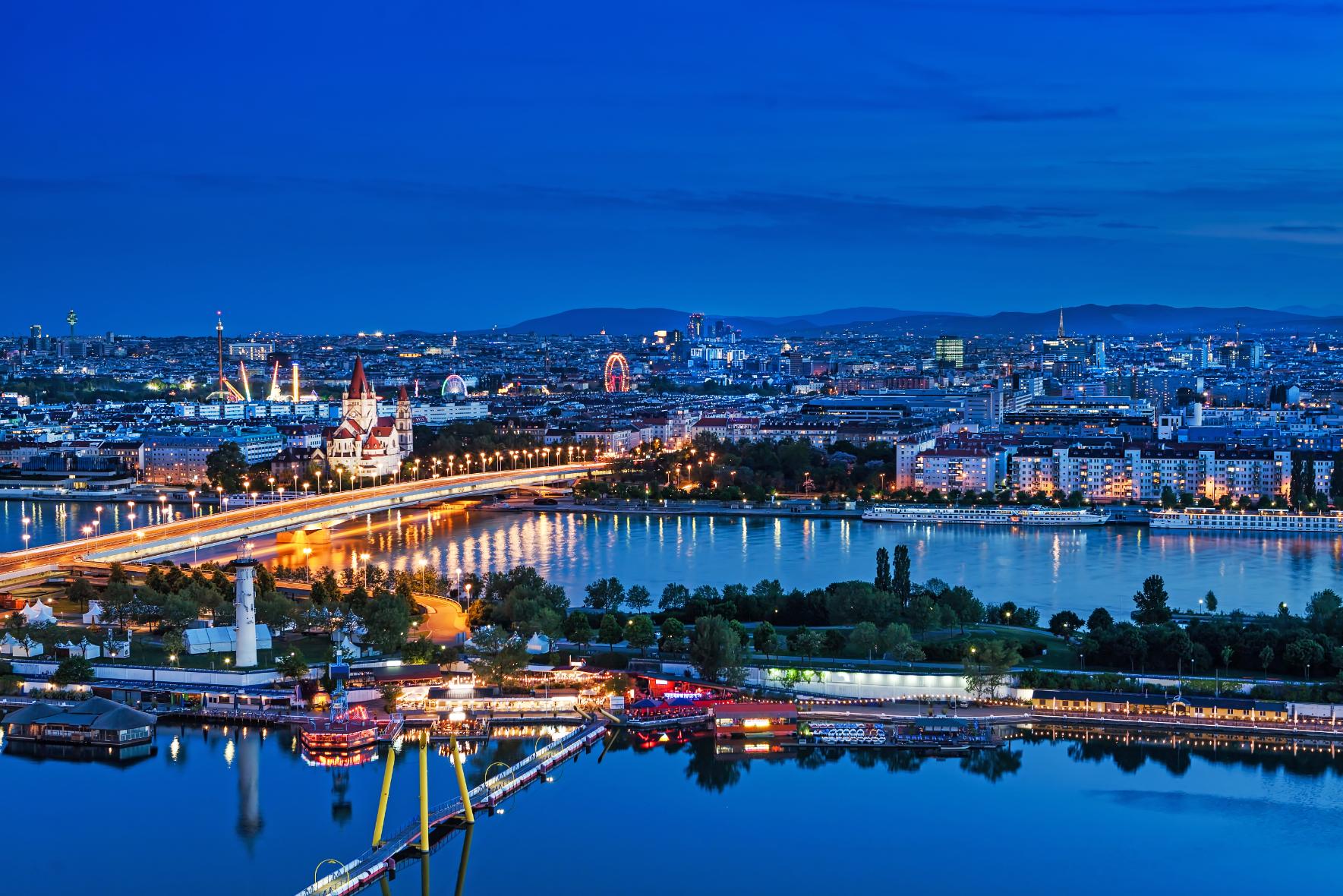 Vienna's skyline at night