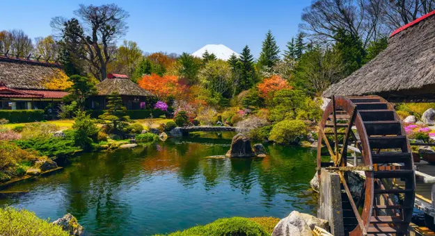 Mount Fuji view from Oshino Hakkai village, Japan
