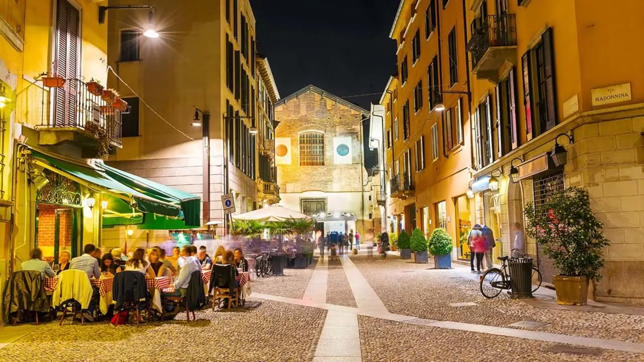 Street Cafe at Night, Milan, Italy