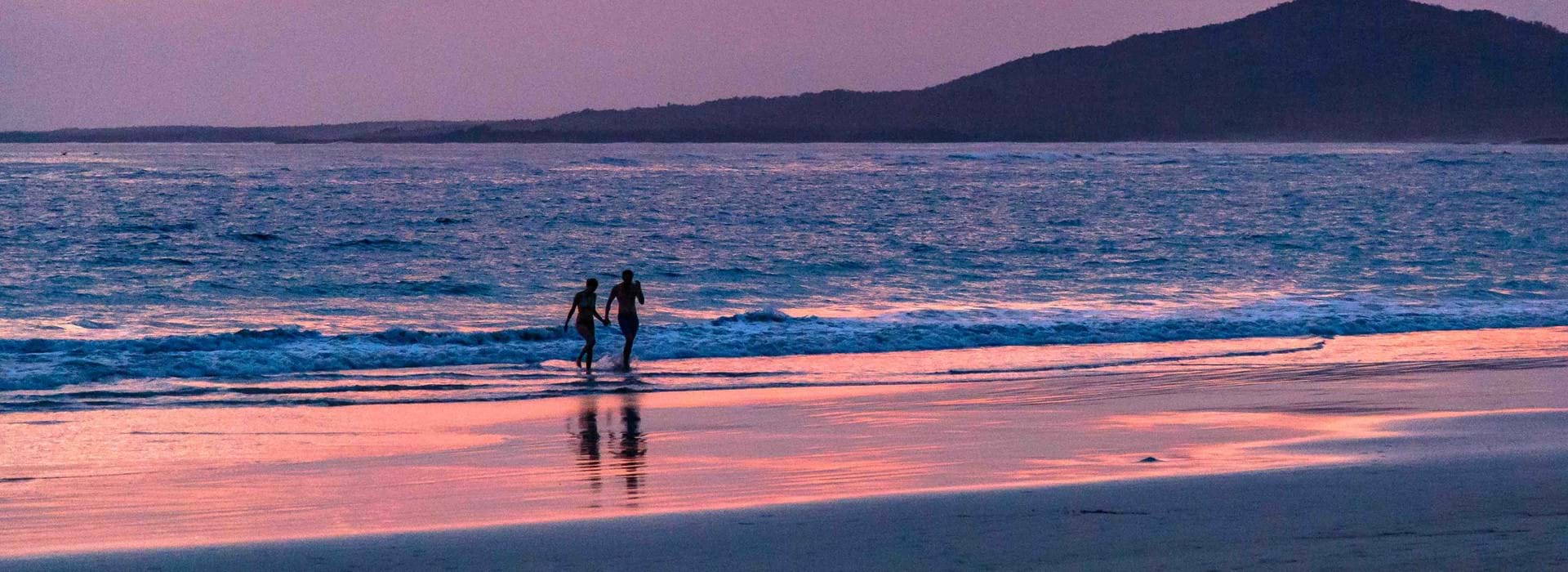 Galapagos beach at sunset
