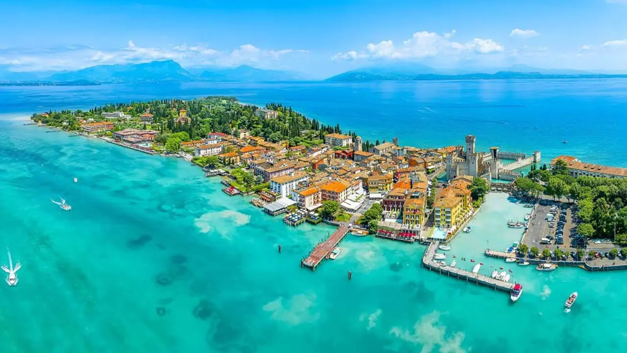 Aerial view of Sirmione, Lake Garda, Italy