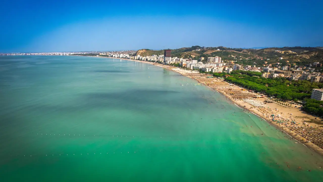 Beautiful sandy beach at Golem, Albania