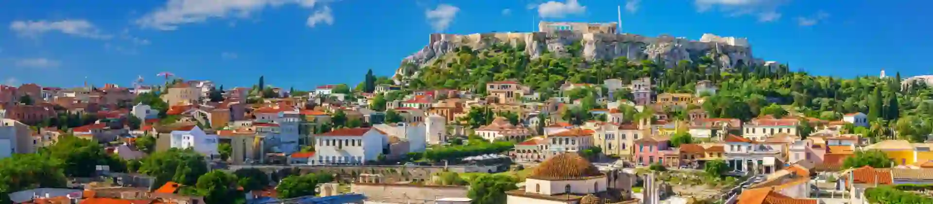 View of the Acropolis from Plaka, Athens, Greece