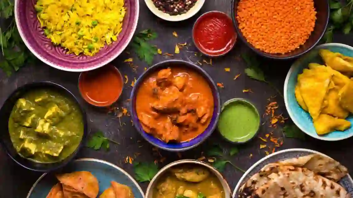 Selection of Indian dishes and appetisers